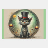 Feuille De Papier Cadeau Chat drôle (Devant 2)