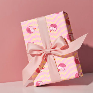 Feuille De Papier Cadeau Chat Endormi 1er Anniversaire Rayures Jaunes