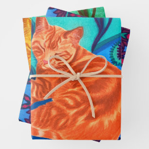 Feuille De Papier Cadeau Chat et courtepointe