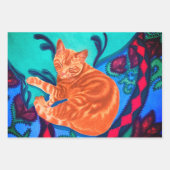 Feuille De Papier Cadeau Chat et courtepointe (Devant)