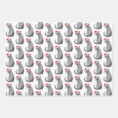 Feuille De Papier Cadeau Chat gris de Noël amusant (Devant 2)