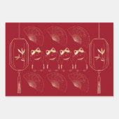 Feuille De Papier Cadeau Chat Lucky Maneki Neko Asiatique Bonne Fortune Rou (Devant 2)