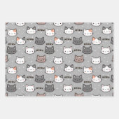Feuille De Papier Cadeau Chat mignon en gris (Devant 2)