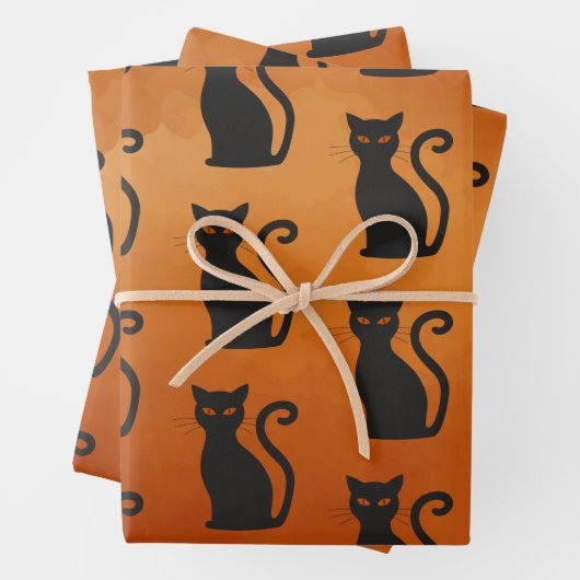 Feuille De Papier Cadeau Chat noir (En situation)