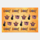 Feuille De Papier Cadeau Chat noir d'Halloween (Devant 2)