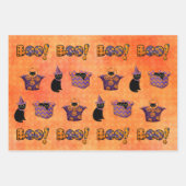 Feuille De Papier Cadeau Chat noir d'Halloween (Devant 3)