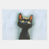 Feuille De Papier Cadeau Chat noir enchanté (Devant 3)