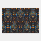 Feuille De Papier Cadeau Chat noir Mosaic Vitrail (Devant 3)