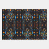 Feuille De Papier Cadeau Chat noir Mosaic Vitrail (Devant 2)