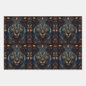 Feuille De Papier Cadeau Chat noir Mosaic Vitrail (Devant)