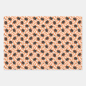 Feuille De Papier Cadeau Chat noir rétro Motif chèque orange (Devant 3)