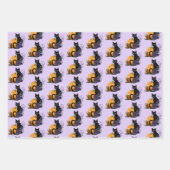 Feuille De Papier Cadeau Chat noir violet Rose Citrouille Halloween (Devant 3)
