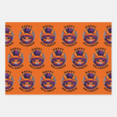 Feuille De Papier Cadeau Chat orange avec sorcière violette Casquette Bonne (Devant 3)