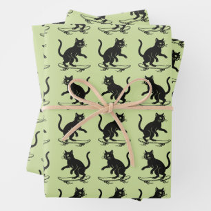 Feuille De Papier Cadeau Chat qui fait du skateboard 
