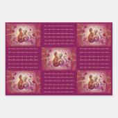 Feuille De Papier Cadeau Chat Retro Maroon - (Devant 3)