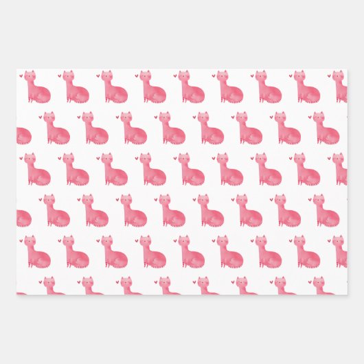 Feuille De Papier Cadeau Chat rose (Devant 3)