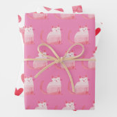 Feuille De Papier Cadeau Chat rose (En situation)