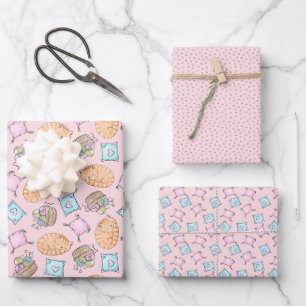 Feuille De Papier Cadeau Chat rose