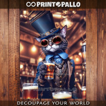 Chat steampunk avec chapeau haut-de-forme et lunet