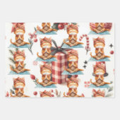 Feuille De Papier Cadeau Chat Yoga avec thème de Noël (Devant 2)