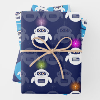 Feuille De Papier Cadeau Chatbot - Robot with headphones and microphone for