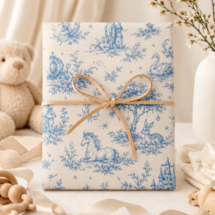 Feuille De Papier Cadeau Château de conte de fées et toile bleue de licorne