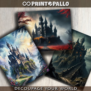 Feuille De Papier Cadeau Châteaux de fantasy horreur médiévale