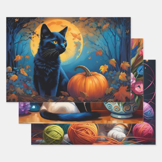 Feuille De Papier Cadeau Chatons colorés (Lot)