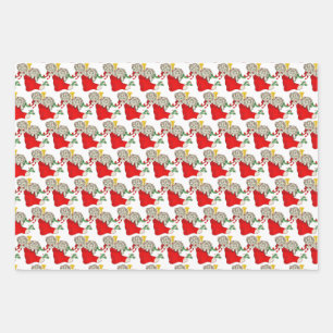 Feuille De Papier Cadeau Chatons de Noël Vintage