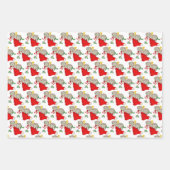 Feuille De Papier Cadeau Chatons de Noël Vintage et Chiot (Devant 3)