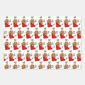 Feuille De Papier Cadeau Chatons de Noël Vintage et Chiot (Devant 2)