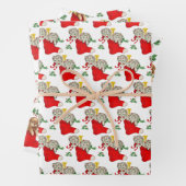 Feuille De Papier Cadeau Chatons de Noël Vintage et Chiot (En situation)