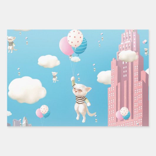 Feuille De Papier Cadeau Chatons Skyward (Devant)