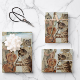 Feuille De Papier Cadeau Chats Carol Chant de Louis Wain