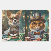 Feuille De Papier Cadeau Chats & Chiens Jouer Poker, Salon (Devant 2)