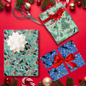 Feuille De Papier Cadeau Chats de Noël et Bas