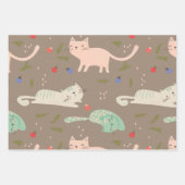 Feuille De Papier Cadeau Chats de Noël mignons (Devant)