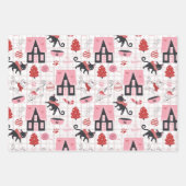 Feuille De Papier Cadeau Chats de Noël roses mignons et rétro (Devant 2)