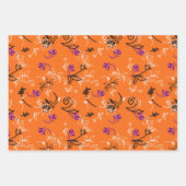 Feuille De Papier Cadeau Chats d'Halloween, Plaids et Fleurs (Devant 3)