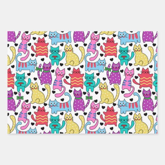 Feuille De Papier Cadeau Chats en jeu (Devant 3)