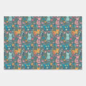Feuille De Papier Cadeau Chats et fleurs (Devant 3)