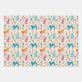 Feuille De Papier Cadeau Chats et fleurs (Devant)