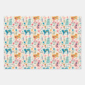 Feuille De Papier Cadeau Chats et fleurs (Devant 2)