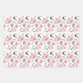 Feuille De Papier Cadeau Chats et Roses (Devant)