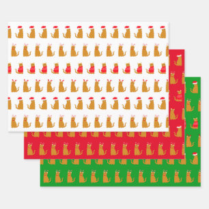 Feuille De Papier Cadeau Chats Ginger mignons en costumes de Noël amusants