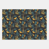 Feuille De Papier Cadeau Chats Jaunes dans la ville Night Ai Art (Devant 2)