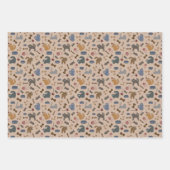 Feuille De Papier Cadeau Chats joués avec soin sur Arrière - plan Brown (Devant 2)