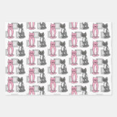 Feuille De Papier Cadeau Chats Kitty Roses et Grey Cute Cute (Devant 3)