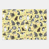 Feuille De Papier Cadeau Chats Lotsa - rose, bleu, jaune (Devant 3)