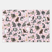 Feuille De Papier Cadeau Chats Lotsa - rose, bleu, jaune (Devant 2)